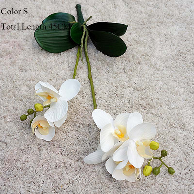 Luxus Latex orchidea levelekkel Művirág fehér Pillangó Orchidea hamis virág otthoni esküvői dekorációhoz