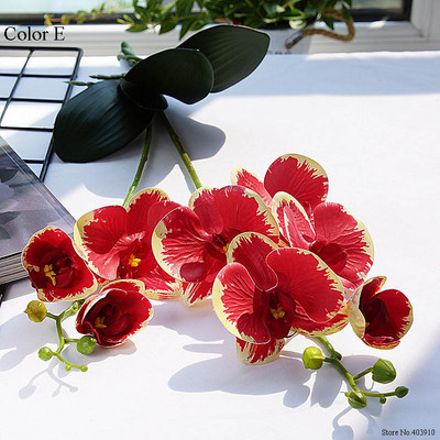 Luxus Latex orchidea levelekkel Művirág fehér Pillangó Orchidea hamis virág otthoni esküvői dekorációhoz