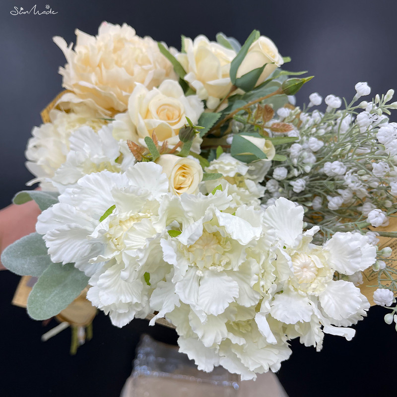 SunMade 1 buc Moara de vant de epocă, flori de mușețel, flori artificiale de mătase, decorare pentru nuntă pentru acasă, flori artificiale, flori verde