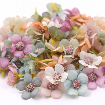 50 τμχ Πολύχρωμη κεφαλή μαργαρίτας λουλούδι Μίνι τεχνητό λουλούδι από μετάξι για γάμο αρραβώνα Διακόσμηση σπιτιού DIY Γιρλάντα κεφαλής
