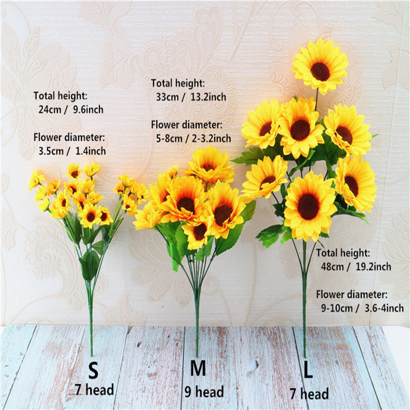 Buchet de flori de floarea soarelui Flori artificiale Margarete Accesorii pentru plante de nunta Decor camera de casa Decoratiune petrecere de Craciun Cadou