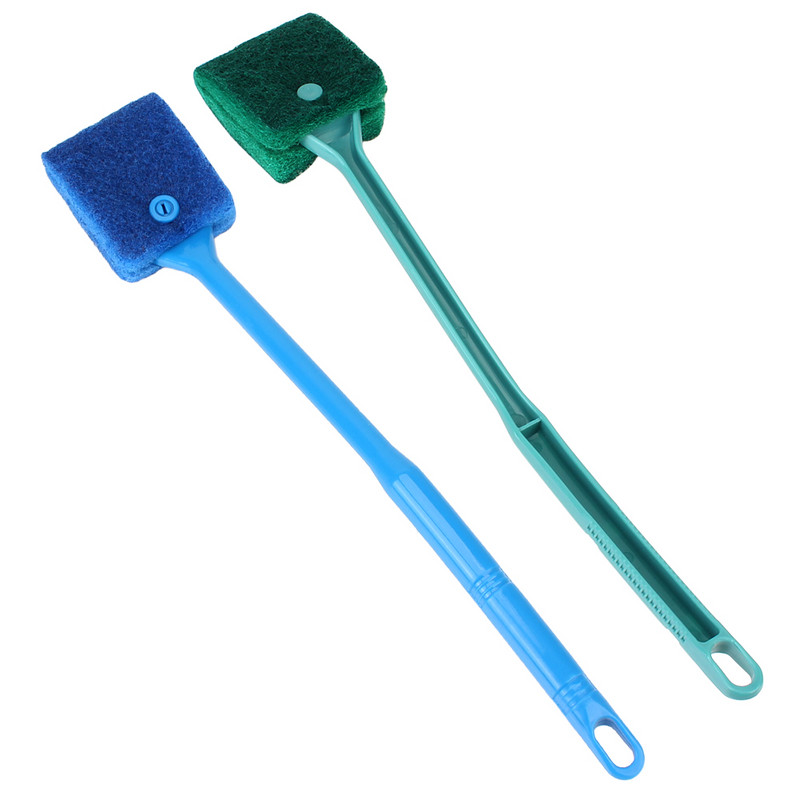 Sūkļa tīrīšanas rīki Peldošs tīrīšanas līdzeklis zivju tvertņu stikla sukas Divpusējas sukas ar garu rokturi Akvārija piederumi