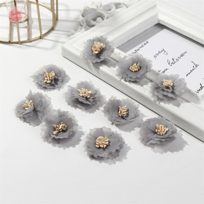 Sifonfonal művirágok, rózsafejek, 2,5 cm-es hamis virágok otthoni dekorációhoz, esküvői partihoz, esküvői dekorációhoz menyasszonyi kiegészítők