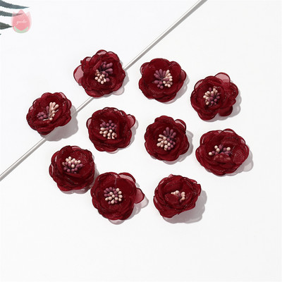 Sifonfonal művirágok, rózsafejek, 2,5 cm-es hamis virágok otthoni dekorációhoz, esküvői partihoz, esküvői dekorációhoz menyasszonyi kiegészítők