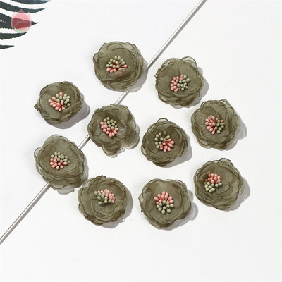 Sifonfonal művirágok, rózsafejek, 2,5 cm-es hamis virágok otthoni dekorációhoz, esküvői partihoz, esküvői dekorációhoz menyasszonyi kiegészítők