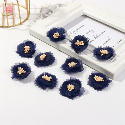 Sifonfonal művirágok, rózsafejek, 2,5 cm-es hamis virágok otthoni dekorációhoz, esküvői partihoz, esküvői dekorációhoz menyasszonyi kiegészítők