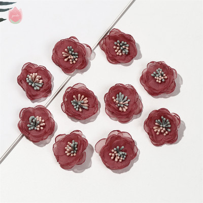 Sifonfonal művirágok, rózsafejek, 2,5 cm-es hamis virágok otthoni dekorációhoz, esküvői partihoz, esküvői dekorációhoz menyasszonyi kiegészítők