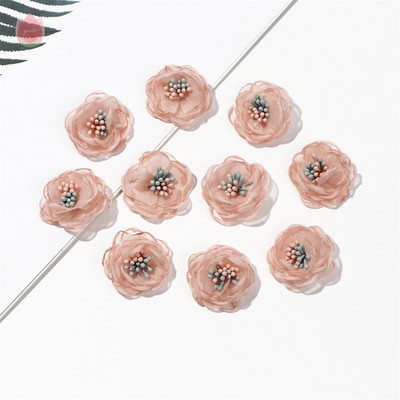 Sifonfonal művirágok, rózsafejek, 2,5 cm-es hamis virágok otthoni dekorációhoz, esküvői partihoz, esküvői dekorációhoz menyasszonyi kiegészítők