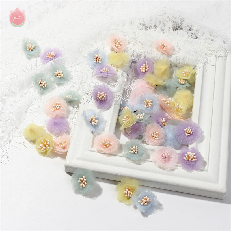 Sifonfonal művirágok, rózsafejek, 2,5 cm-es hamis virágok otthoni dekorációhoz, esküvői partihoz, esküvői dekorációhoz menyasszonyi kiegészítők