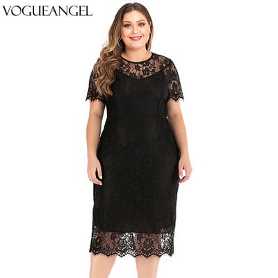 Nagy méretű csipkeparti ruha Női, nyár, kivágott, rövid ujjú, háton átlátszó szexi partiruha Maxi Bodycon ceruzaruhák