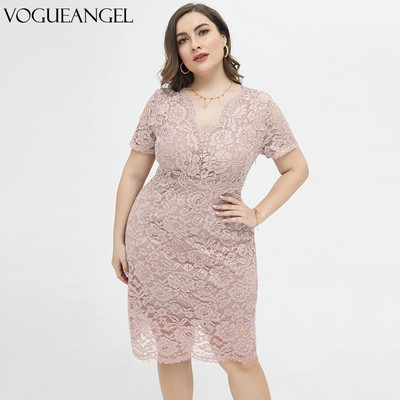 Nagy méretű csipkeparti ruha Női, nyár, kivágott, rövid ujjú, háton átlátszó szexi partiruha Maxi Bodycon ceruzaruhák