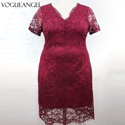 Nagy méretű csipkeparti ruha Női, nyár, kivágott, rövid ujjú, háton átlátszó szexi partiruha Maxi Bodycon ceruzaruhák