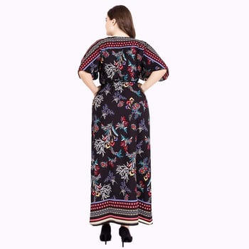 Floral Boho Beach Φόρεμα Plus Size Γυναικείο Καλοκαιρινό βολάν V λαιμόκοψη κοντά μανίκια Λουλούδι Μακρι Φορέματα Γυναικεία τουνίκ φόρεμα