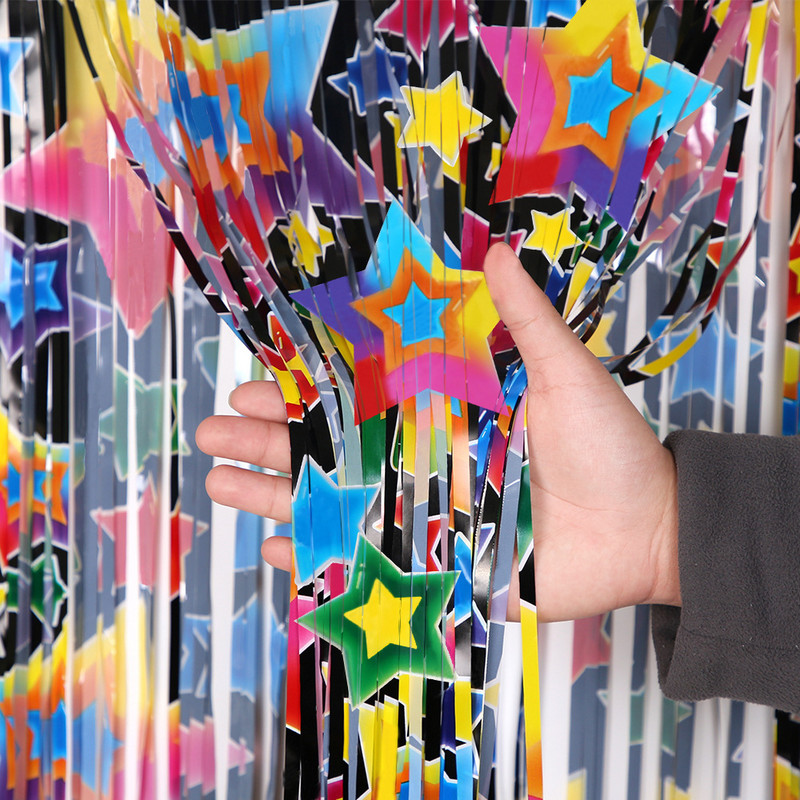 2m 2.5m 3m stea colorată folie tinsel perdea baby shower fundal pentru petrecere Ramadan ziua de naștere decorațiuni de nuntă consumabile pentru petreceri