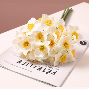 DIA 14cm Pastoral Style Bouquet Narcissus Fake λουλούδια Τεχνητά λουλούδια Διακόσμηση σαλονιού Επιτραπέζια λουλούδια Διακόσμηση εσωτερικού χώρου
