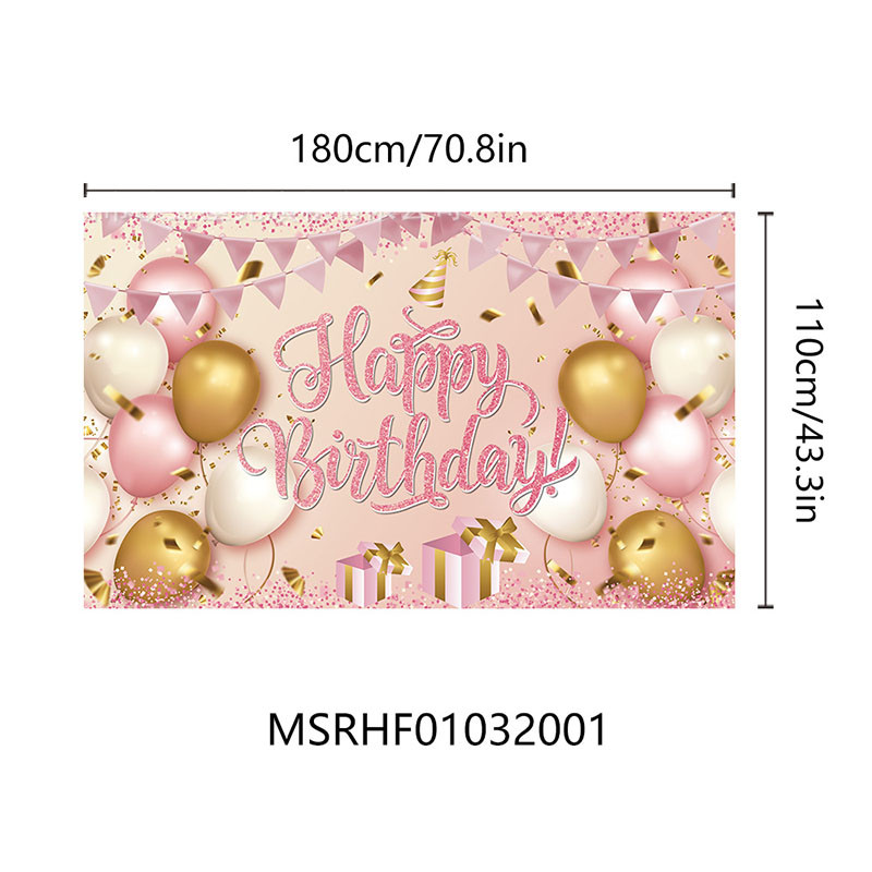 180x110 cm-es rózsa arany léggömb születésnapi szalaghirdetés fotó kellékek Boldog királynő hercegnő születésnapi parti dekorációja háttér képernyő szalaghirdetés
