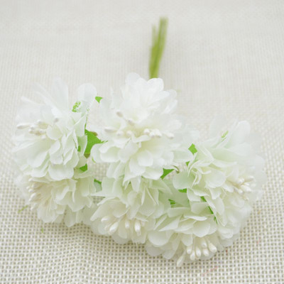 6 vnt Dirbtinės gėlės Šilko kuokelių pumpurų puokštė namų sodui Vestuvių automobiliui Korsažas Dekoracija Amatai Augalai Kalėdų girlianda