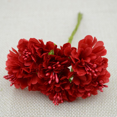 6 vnt Dirbtinės gėlės Šilko kuokelių pumpurų puokštė namų sodui Vestuvių automobiliui Korsažas Dekoracija Amatai Augalai Kalėdų girlianda