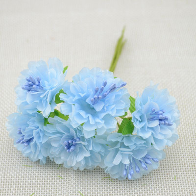 6 vnt Dirbtinės gėlės Šilko kuokelių pumpurų puokštė namų sodui Vestuvių automobiliui Korsažas Dekoracija Amatai Augalai Kalėdų girlianda