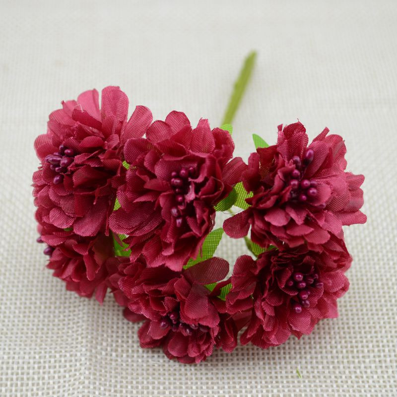 6 vnt Dirbtinės gėlės Šilko kuokelių pumpurų puokštė namų sodui Vestuvių automobiliui Korsažas Dekoracija Amatai Augalai Kalėdų girlianda