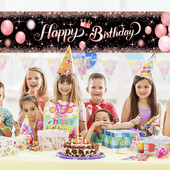 Melnā zelta reklāmkarogs daudz laimes dzimšanas dienā bērnu dzimšanas dienas ballītes dekorēšana zēna meitenes dzimšanas dienas reklāmkarogs āra dekors bērnu dušas piegādātājs