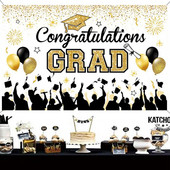 Μαύρος χρυσός Congratulate Graduation Gifts τσάντα Διακόσμηση πάρτι αποφοίτων Προμήθειες 2023 Επετειακό σκηνικό Grad διακόσμηση