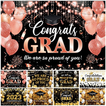 Μαύρος χρυσός Congratulate Graduation Gifts τσάντα Διακόσμηση πάρτι αποφοίτων Προμήθειες 2023 Επετειακό σκηνικό Grad διακόσμηση