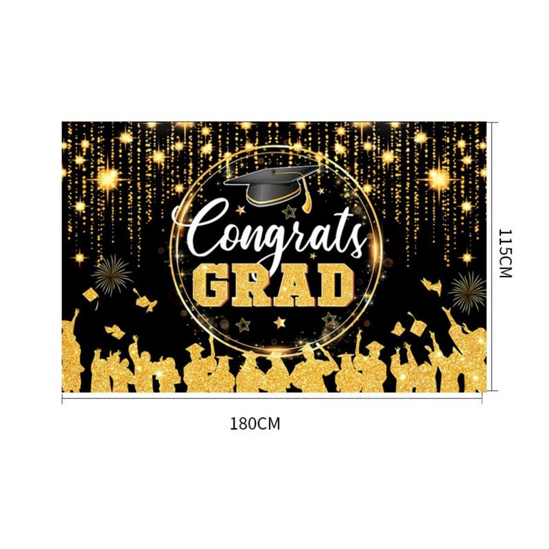 Must kuld Õnnitlused koolilõpetamise taustal kingituste kott Lõpetajate peokaunistused 2023. aasta juubeliaasta taustadekoratsioon