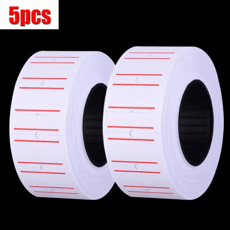 5 ruļļi Cenas etiķete Vienas rindas cenas etiķetes zīme MX-5500 cenas ieroču marķētājs balts 21mmX12mm Piemērots pārtikas precēm