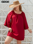 GIBSIE lielizmēra vienkrāsains O veida kakla izgriezums, kleita ar šķēlumiem piedurknēm sievietēm, 2023. gada vasara, jaunas brīvdienu korejiešu modes brīvdienas, brīvas minikleitas