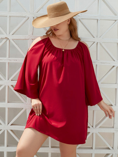 GIBSIE lielizmēra vienkrāsains O veida kakla izgriezums, kleita ar šķēlumiem piedurknēm sievietēm, 2023. gada vasara, jaunas brīvdienu korejiešu modes brīvdienas, brīvas minikleitas