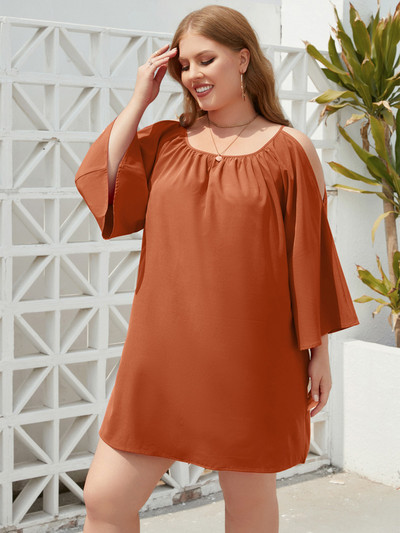 GIBSIE lielizmēra vienkrāsains O veida kakla izgriezums, kleita ar šķēlumiem piedurknēm sievietēm, 2023. gada vasara, jaunas brīvdienu korejiešu modes brīvdienas, brīvas minikleitas