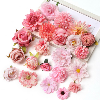Μαζικά ροζ τεχνητά λουλούδια Κεφαλή για διακόσμηση σπιτιού γάμου DIY Ψεύτικα λουλούδια για διακόσμηση Διακόσμηση στεφάνι για πάρτι γενεθλίων