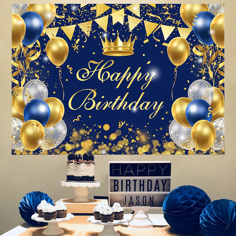 Arany csillogó Boldog születésnapi parti hátterek fotókhoz Fekete Boldog születésnapot Felnőtt témájú buli dekorációs kellékek barkács hátterek