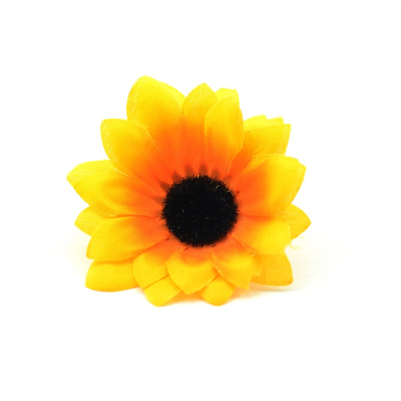 10gab 7cm liela zīda saulespuķu mākslīgā zieda galviņa kāzu kastītes dekorēšanai.