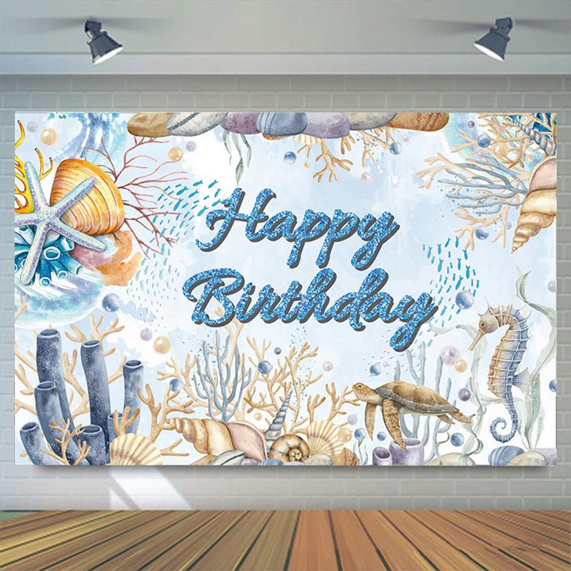 Dekoratīvs fons ar caurumiem, viegli pakarināms, noturīgs pret plīsumiem, augstas krāsu noturības jūras tēmas Daudz laimes dzimšanas dienas vēstules fona kolāža