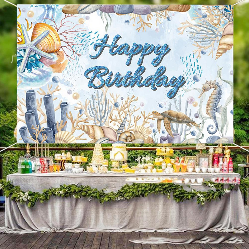 Dekoratīvs fons ar caurumiem, viegli pakarināms, noturīgs pret plīsumiem, augstas krāsu noturības jūras tēmas Daudz laimes dzimšanas dienas vēstules fona kolāža