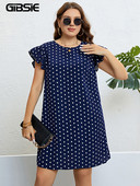 GIBSIE Liela izmēra, punktveida volānu piedurkņu vasaras kleita sievietēm, 2023. gada atslēgas caurums ar O veida kakla izgriezumu, saldas ikdienas sieviešu mini kleitas