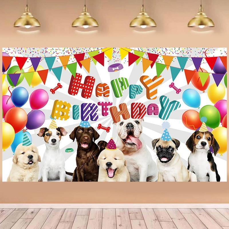Suņa dzimšanas dienas fona ballītes fona multfilmu dekorācijas Jauki suņi svin bērna portretu Pielāgojiet fotoattēlu mājdzīvnieku daļai