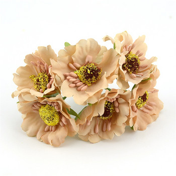 6 τμχ/παρτίδα Μίνι μπουκέτο τεχνητού λουλουδιού από μεταξωτό παπαρούνας για διακόσμηση γάμου Diy Scrapbooking Χειροποίητη Γιρλάντα Craft Fake Flower