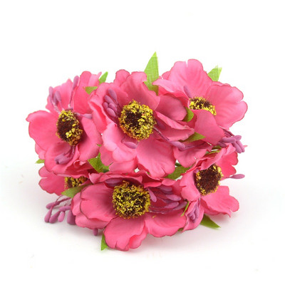 6 vnt./stal. Mini šilkinė dirbtinių aguonų gėlių puokštė vestuvių dekoravimui. Pasidaryk pats iškarpų knygelė Rankų darbo girlianda Craft netikra gėlė