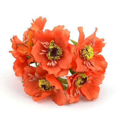 6 vnt./stal. Mini šilkinė dirbtinių aguonų gėlių puokštė vestuvių dekoravimui. Pasidaryk pats iškarpų knygelė Rankų darbo girlianda Craft netikra gėlė