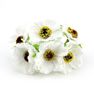 6 vnt./stal. Mini šilkinė dirbtinių aguonų gėlių puokštė vestuvių dekoravimui. Pasidaryk pats iškarpų knygelė Rankų darbo girlianda Craft netikra gėlė