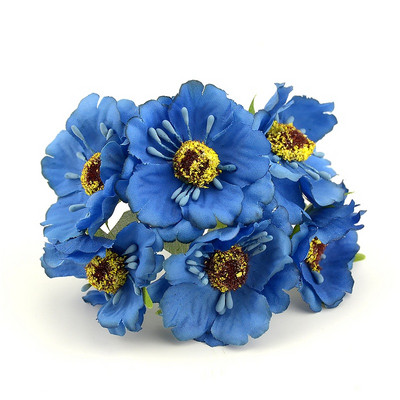 6 vnt./stal. Mini šilkinė dirbtinių aguonų gėlių puokštė vestuvių dekoravimui. Pasidaryk pats iškarpų knygelė Rankų darbo girlianda Craft netikra gėlė