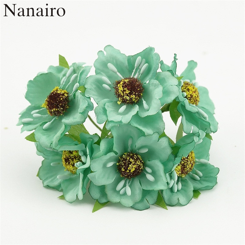 6 vnt./stal. Mini šilkinė dirbtinių aguonų gėlių puokštė vestuvių dekoravimui. Pasidaryk pats iškarpų knygelė Rankų darbo girlianda Craft netikra gėlė