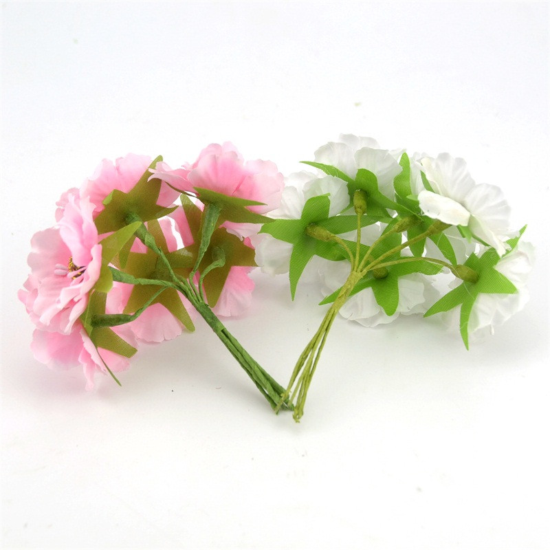 6 vnt./stal. Mini šilkinė dirbtinių aguonų gėlių puokštė vestuvių dekoravimui. Pasidaryk pats iškarpų knygelė Rankų darbo girlianda Craft netikra gėlė