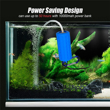Кислородна помпа за аквариум с двоен въздушен камък Домакински буркан за риба Въздушна помпа Mute USB зареждане Преносим аератор със силиконова тръба