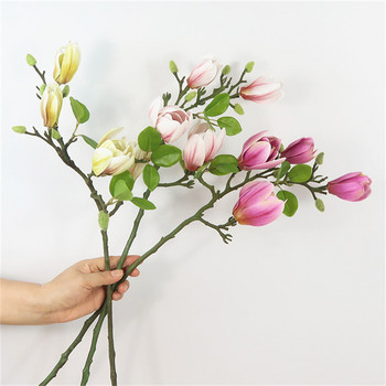 Υψηλής ποιότητας Latex Magnolia κλαδί με φύλλα τεχνητά λουλούδια σπιτική indie διακόσμηση δωματίου flores artificiales
