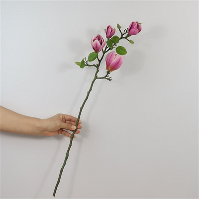 Kiváló minőségű Latex Magnólia ág levelekkel művirággal otthoni indie szobadekor flores mesterségeses