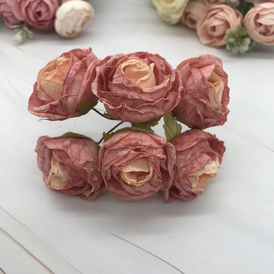 6 gabals simulācijas diy garland meža galvassegu Eiropas tējas pumpuru, karstās malas retro rožu zīda ziedu pumpuru apdares materiāls